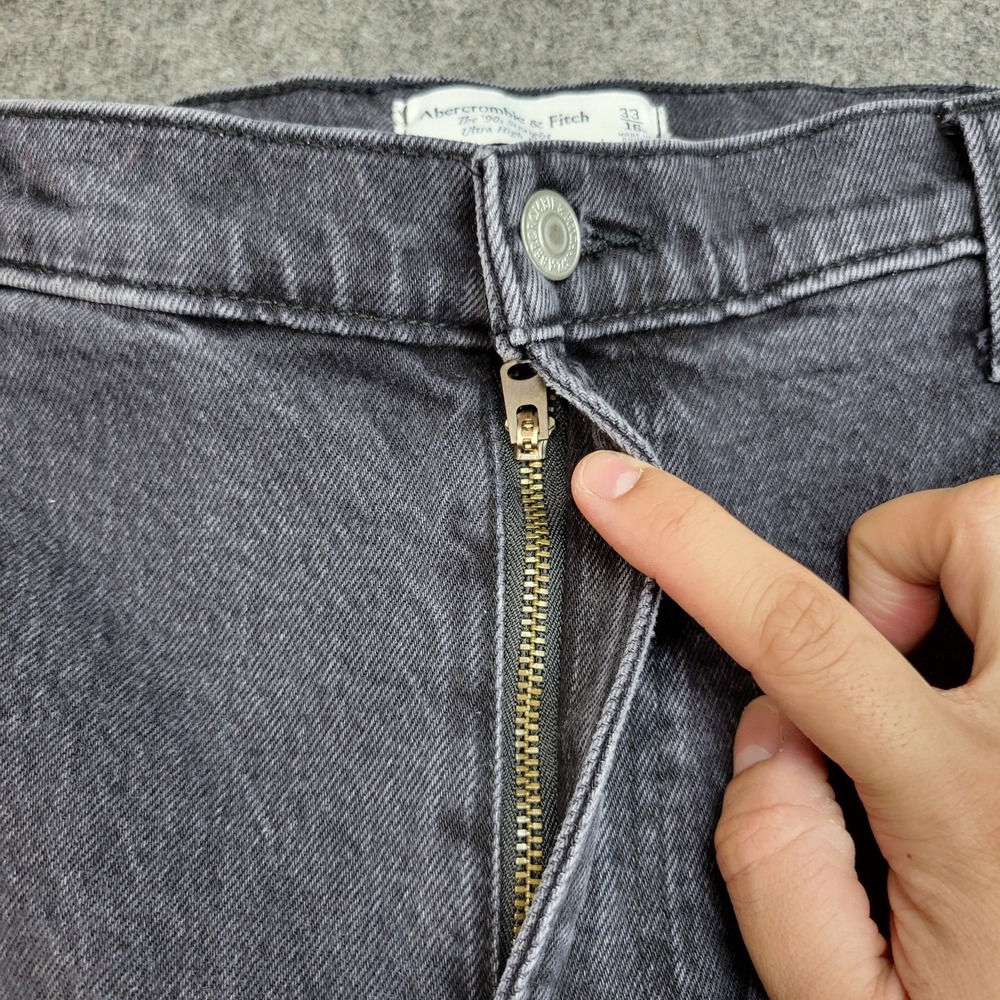 Abercrombie & Fitch Jeans Womens 33 Gray 90s Straight Ultra High Rise Y2K Boho - Picture 6 of 12